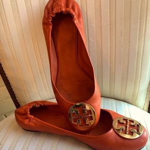Tory Burch Reva Mestico Ballet Flats with Metal Logo.
